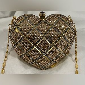 Gold and Brown Heart-Shaped Mini Bag